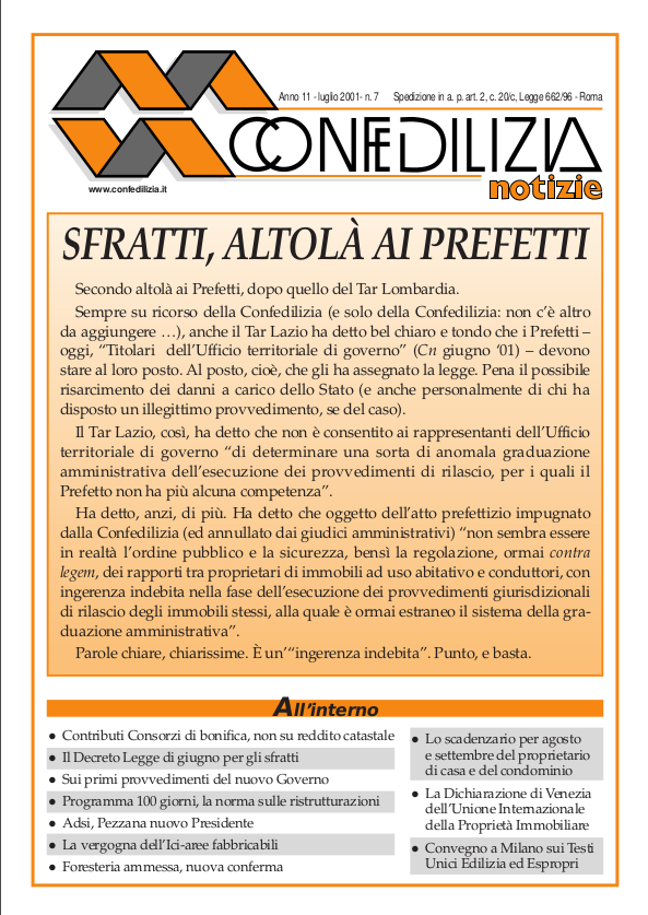 Confedilizia notizie – Luglio 2001