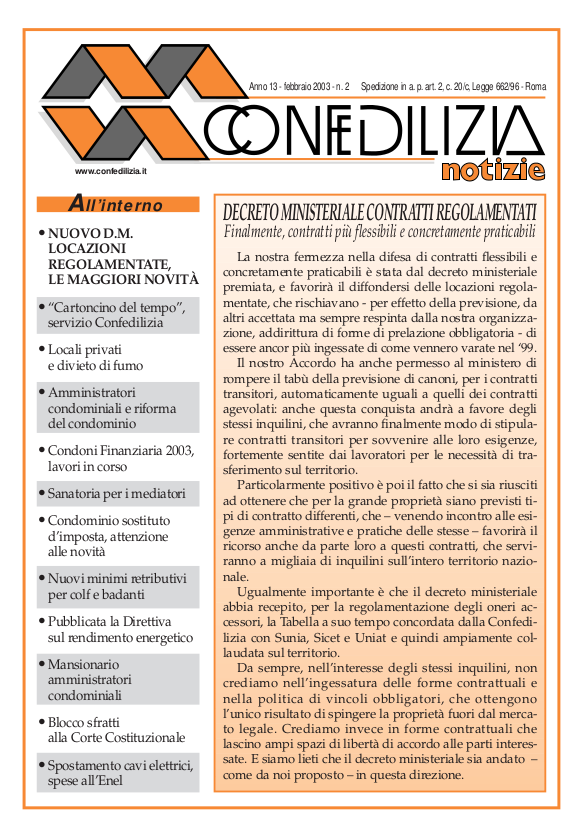 Confedilizia notizie – Febbraio 2003