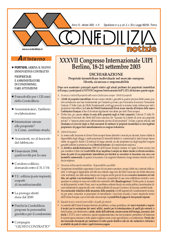 Confedilizia notizie – Ottobre 2003