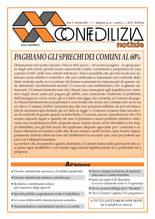 Confedilizia notizie – Dicembre 2005