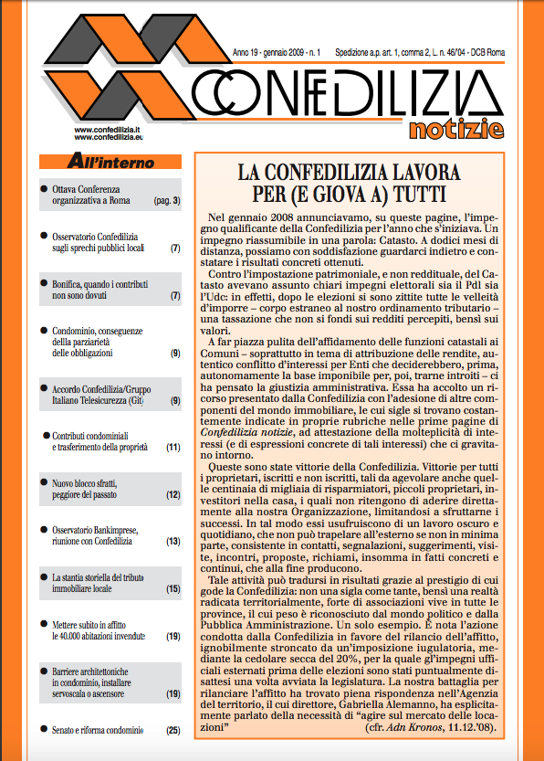 Confedilizia notizie – Gennaio 2009