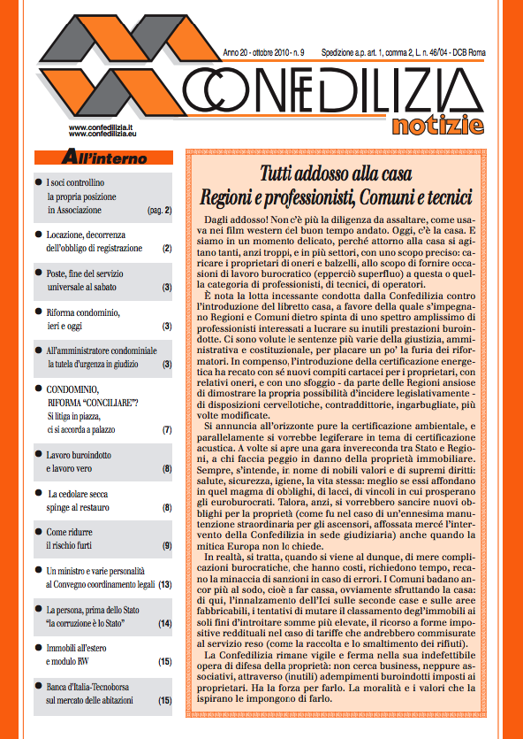 Confedilizia notizie – Ottobre 2010