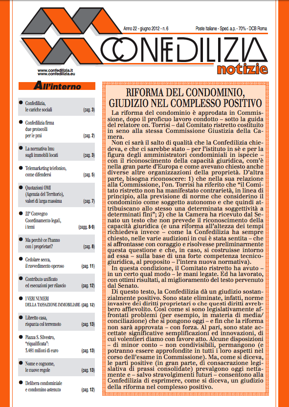 Confedilizia notizie – Giugno 2012