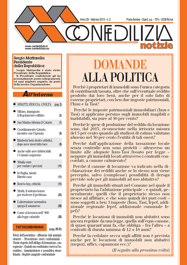 Confedilizia notizie – Febbraio 2015