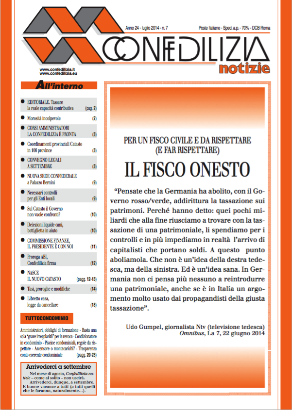 Confedilizia notizie – Luglio 2014