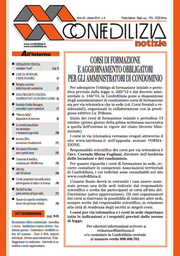 Confedilizia notizie – Ottobre 2014