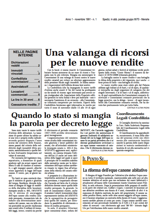 Confedilizia Notizie – Novembre 1991