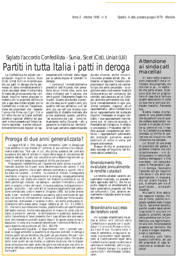 Confedilizia notizie – Ottobre 1992