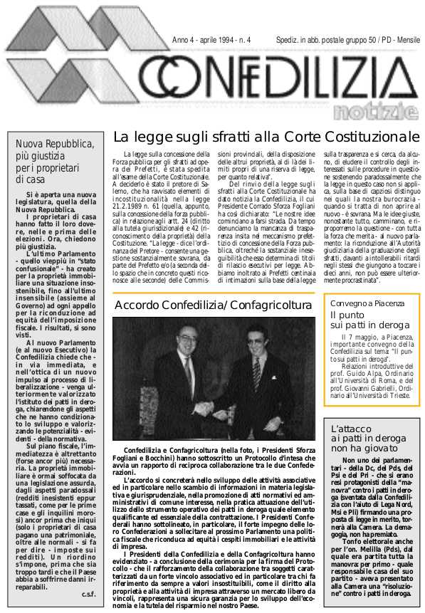 Confedilizia notizie – Aprile 1994