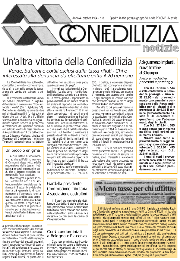 Confedilizia notizie – Ottobre 1994