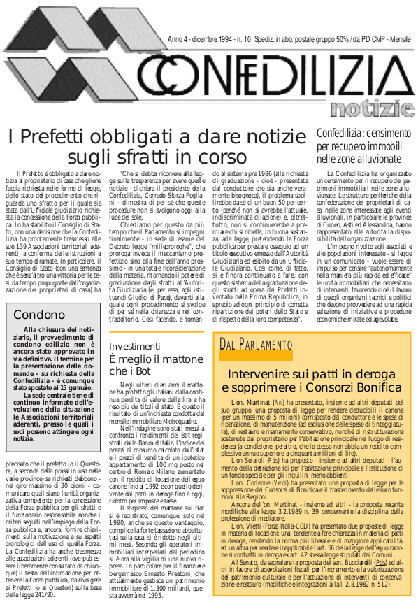 Confedilizia notizie – Dicembre 1994