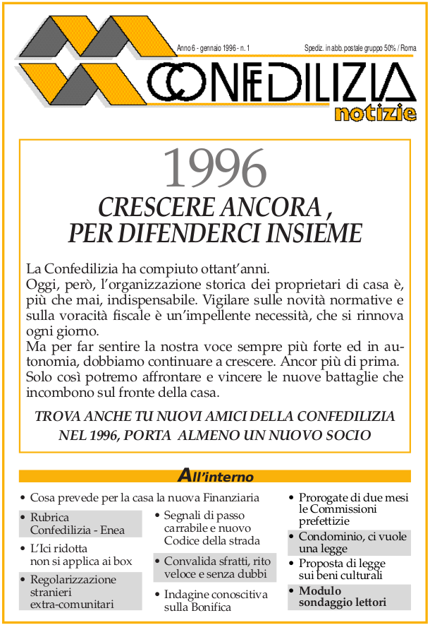 Confedilizia notizie – Gennaio 1996