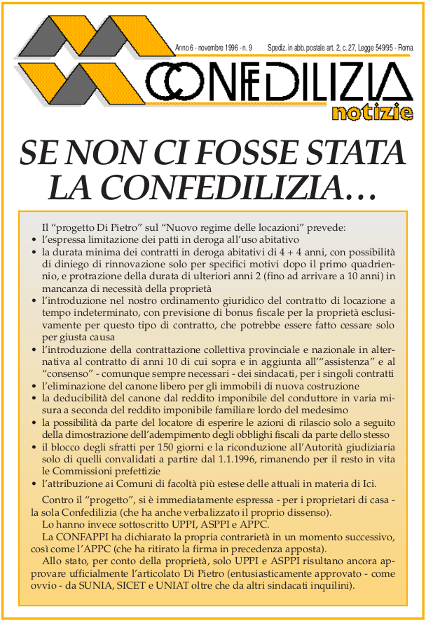 Confedilizia notizie – Novembre 1996