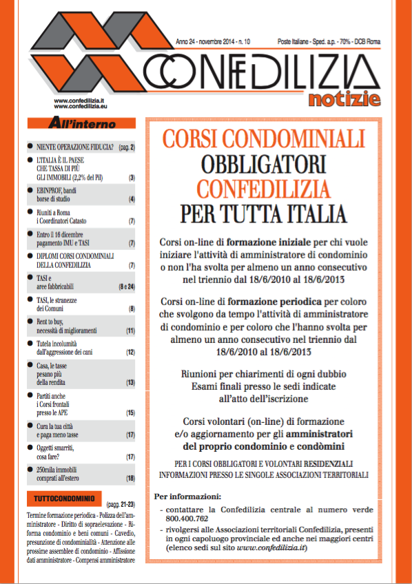 Confedilizia notizie – Novembre 2014