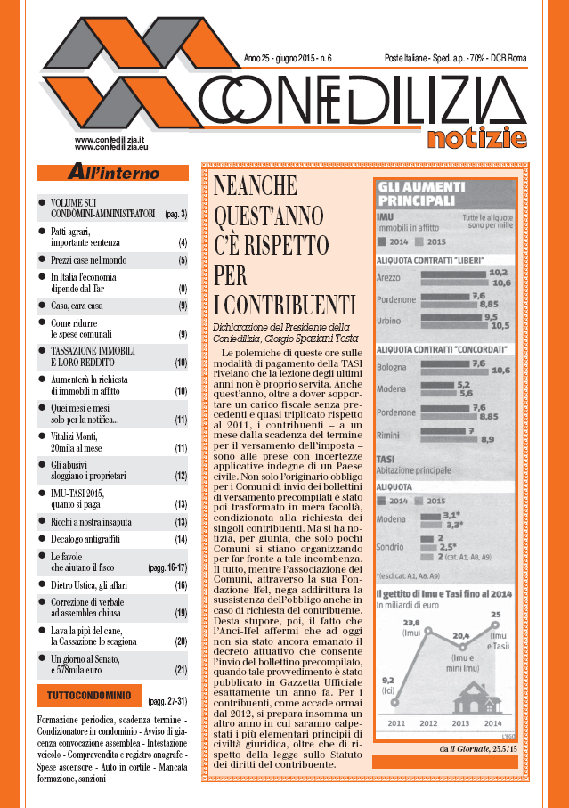 Confedilizia notizie – Giugno 2015