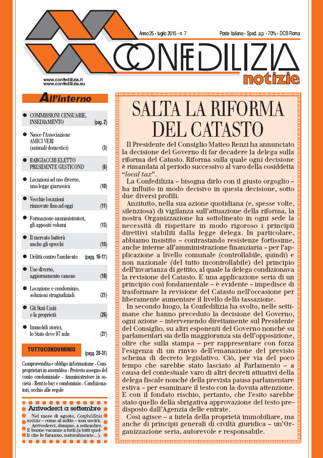 Confedilizia notizie – Luglio 2015