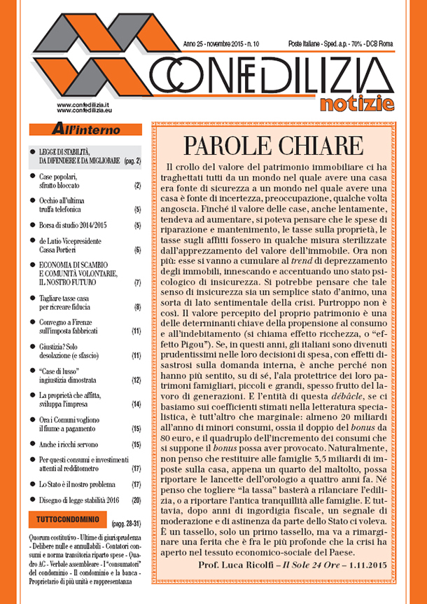 Confedilizia notizie – Novembre 2015