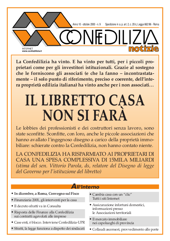 Confedilizia notizie – Ottobre 2000