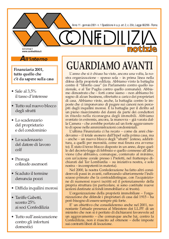 Confedilizia notizie – Gennaio 2001