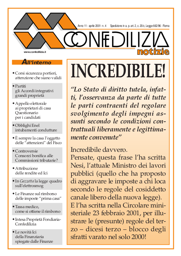 Confedilizia notizie – Aprile 2001