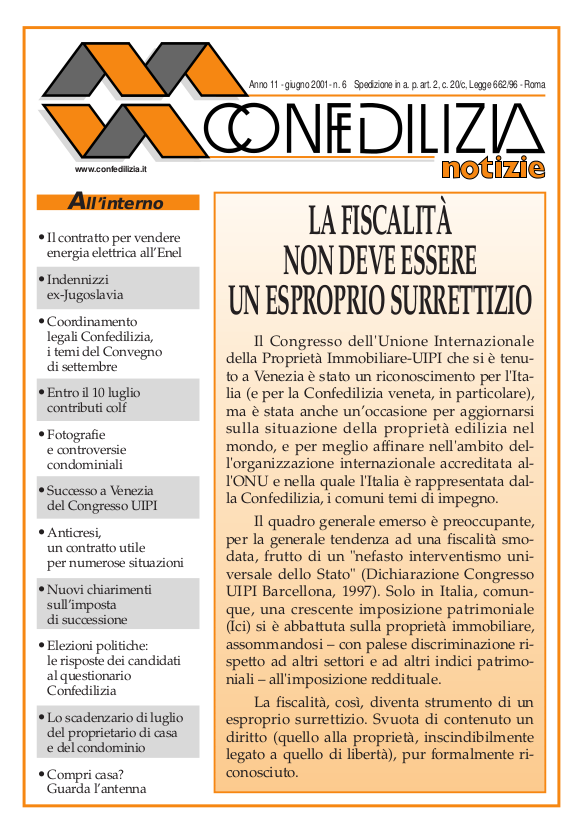 Confedilizia notizie – Giugno 2001