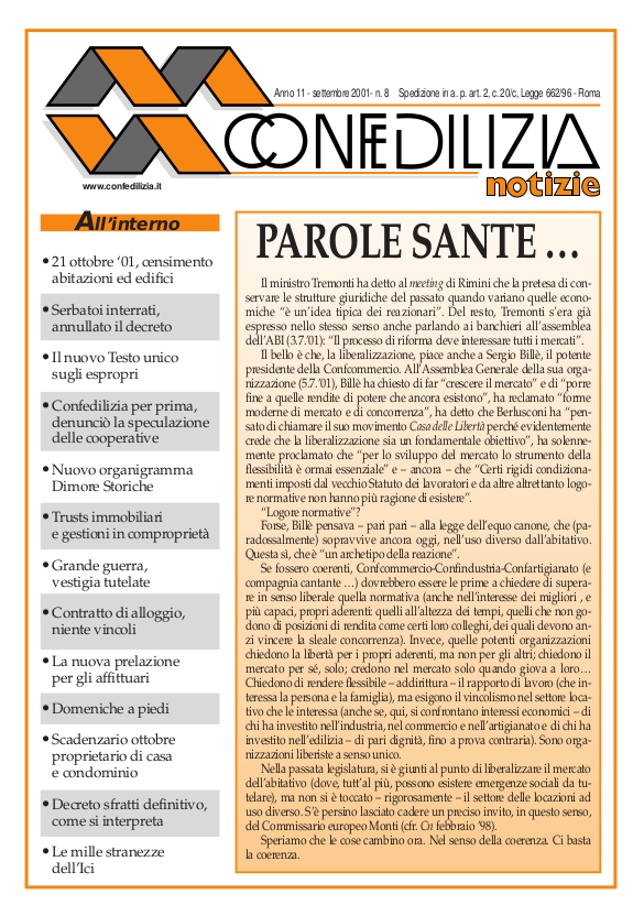 Confedilizia notizie – Settembre 2001