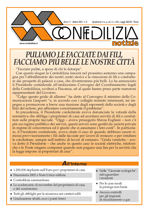 Confedilizia notizie – Ottobre 2001