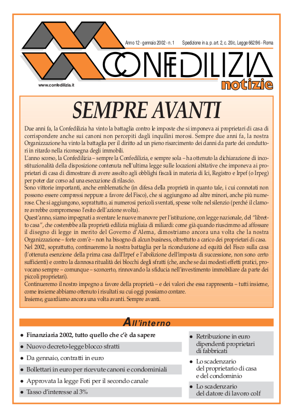 Confedilizia notizie – Gennaio 2002