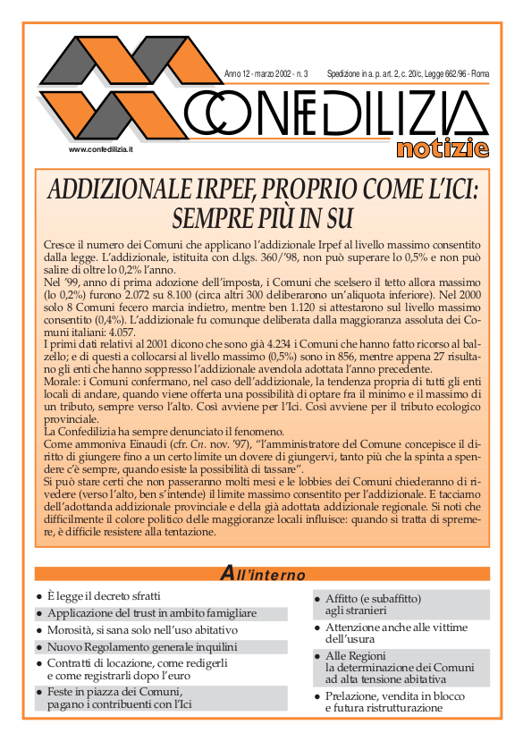 Confedilizia notizie – Marzo 2002