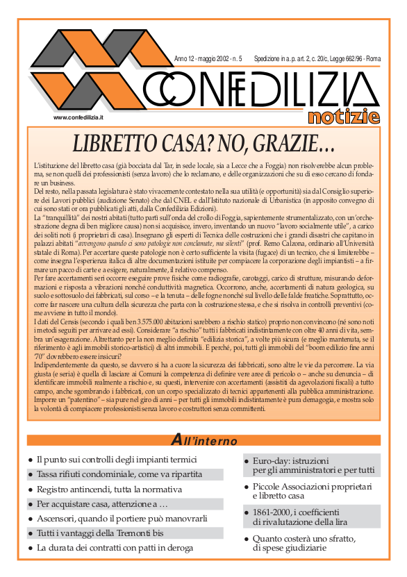 Confedilizia notizie – Maggio 2002