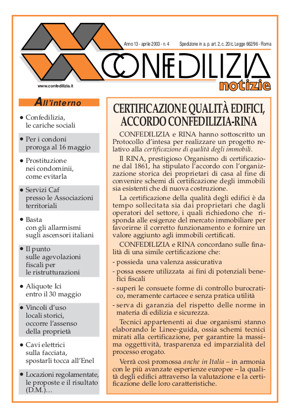 Confedilizia notizie – Aprile 2003