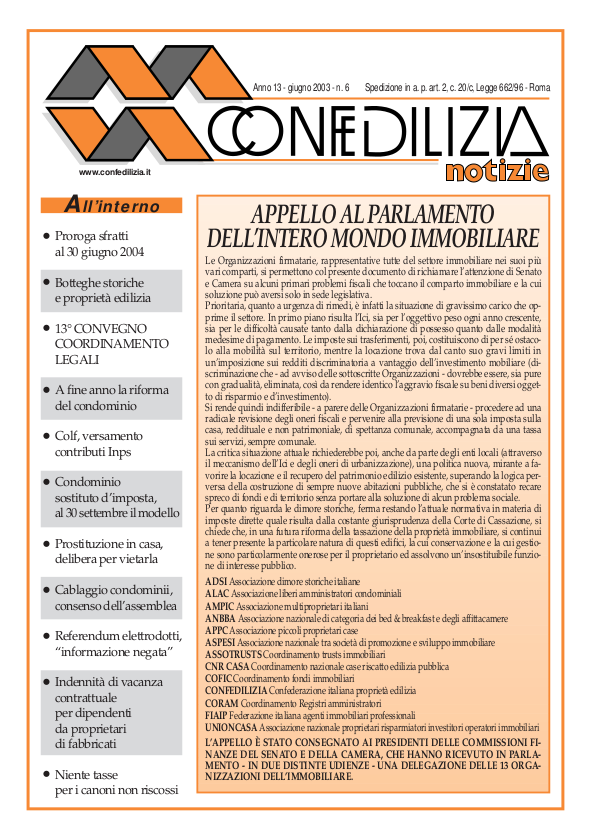 Confedilizia notizie – Giugno 2003