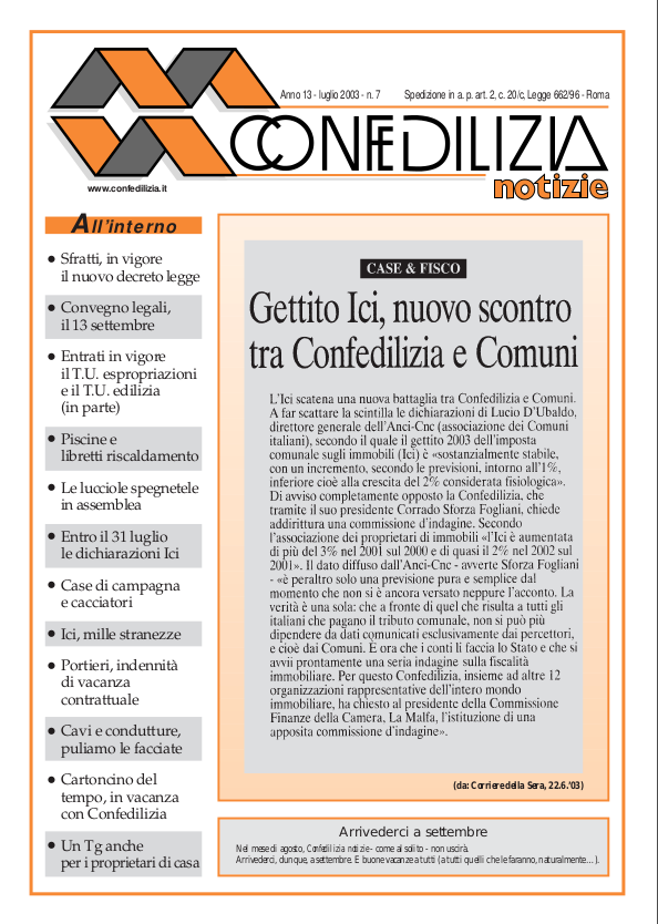 Confedilizia notizie – Luglio 2003