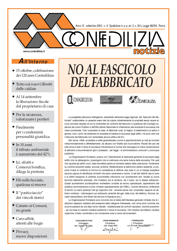 Confedilizia notizie – Settembre 2003