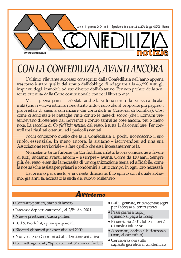 Confedilizia notizie – Gennaio 2004