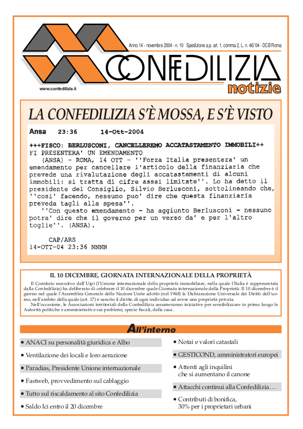 Confedilizia notizie – Novembre 2004