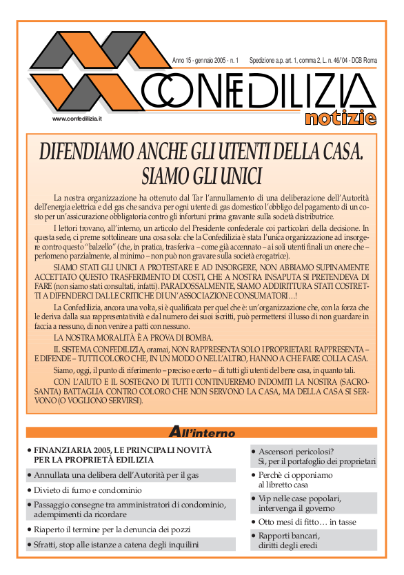 Confedilizia notizie – Gennaio 2005