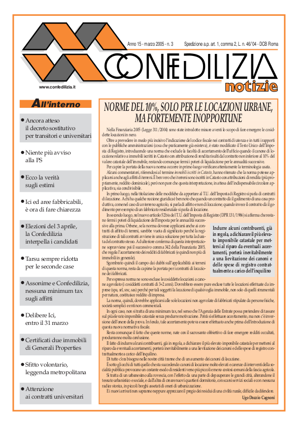 Confedilizia notizie – Marzo 2005