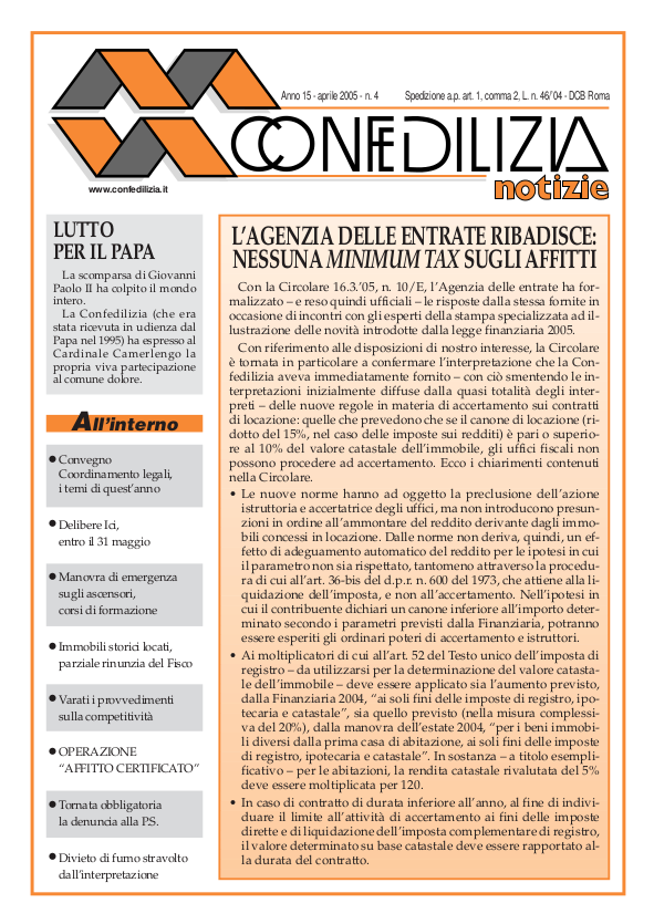 Confedilizia notizie – Aprile 2005