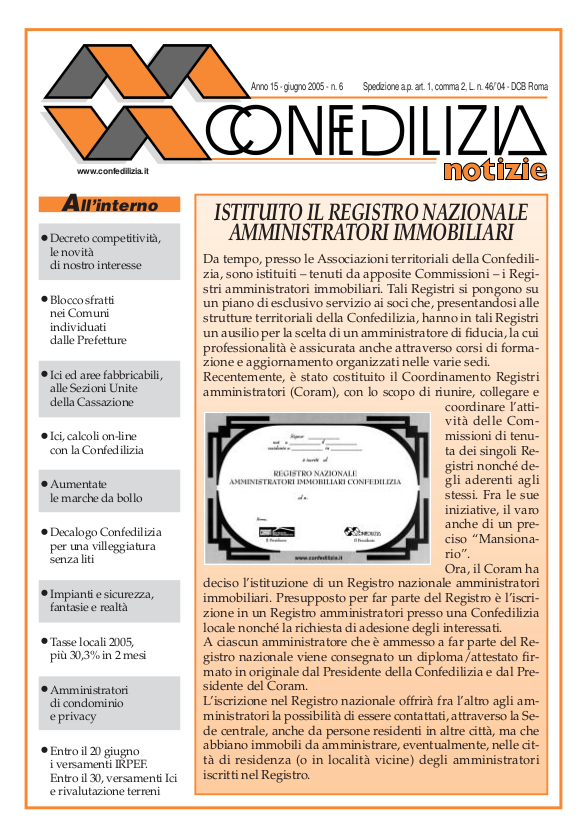 Confedilizia notizie – Giugno 2005