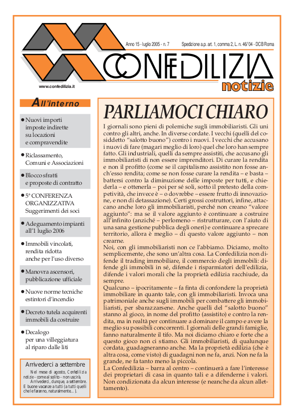 Confedilizia notizie – Luglio 2005