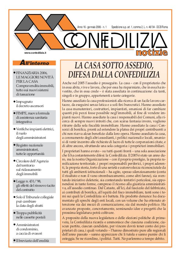 Confedilizia notizie – Gennaio 2006