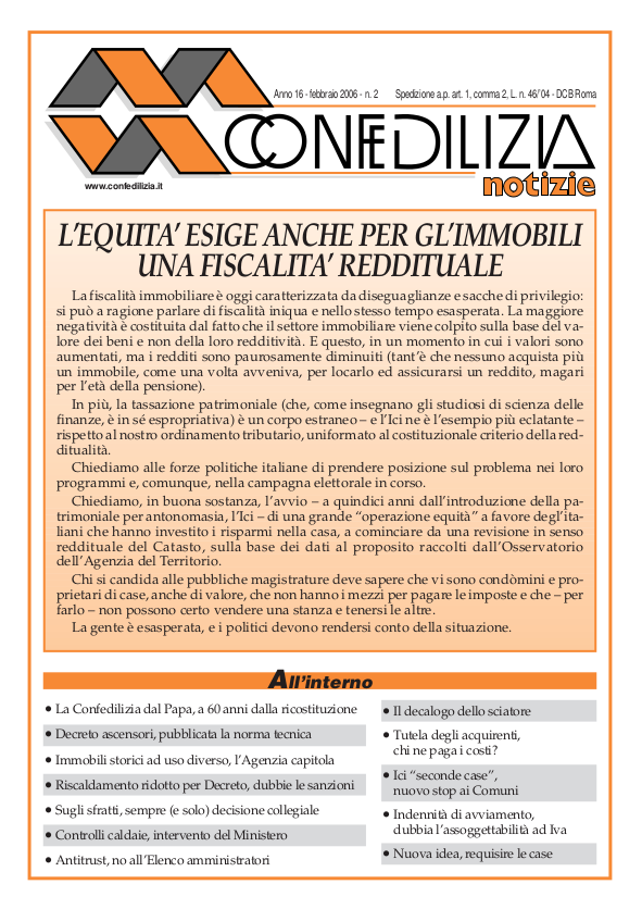 Confedilizia notizie – Febbraio 2006