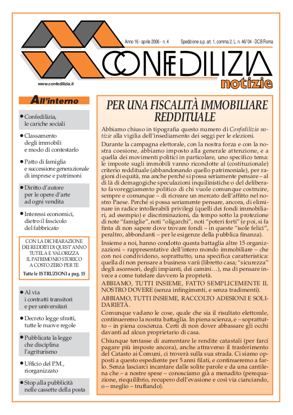 Confedilizia notizie – Aprile 2006