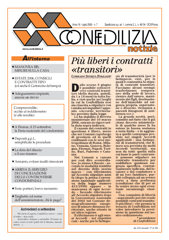 Confedilizia notizie – Luglio 2006