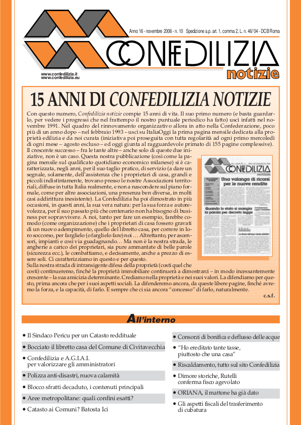 Confedilizia notizie – Novembre 2006