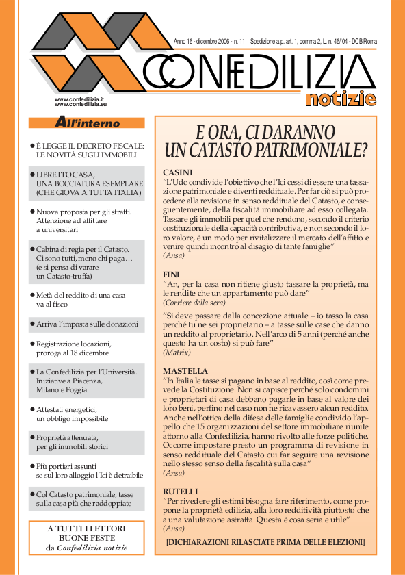 Confedilizia notizie – Dicembre 2006