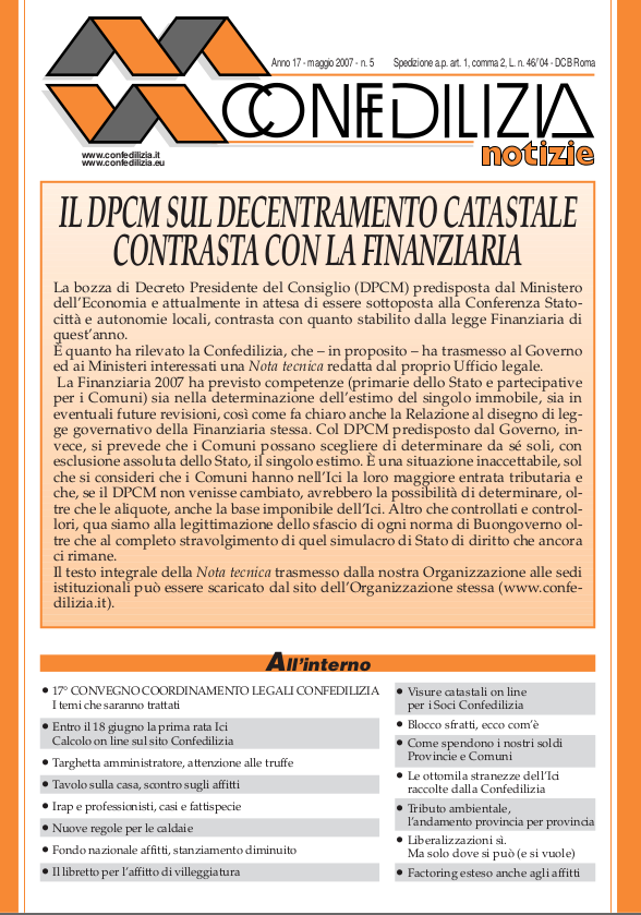 Confedilizia notizie – Maggio 2007