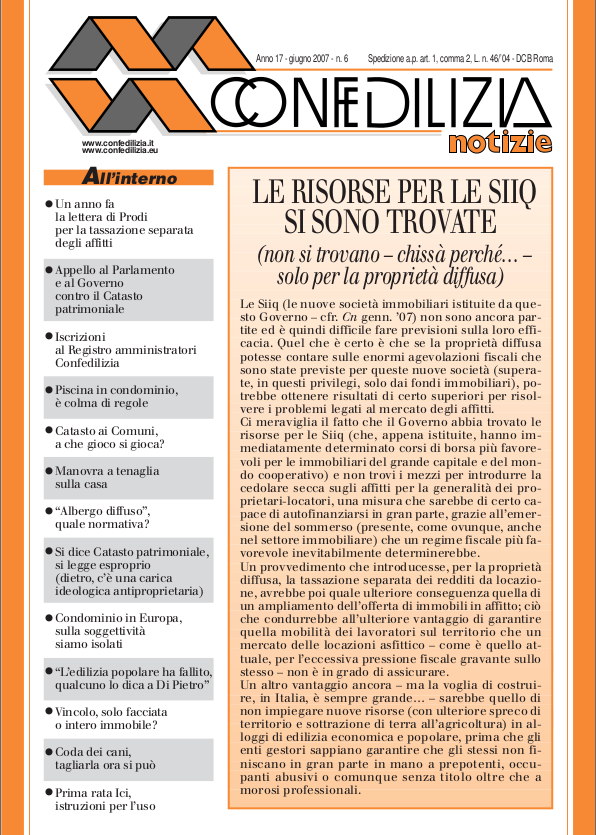 Confedilizia notizie – Giugno 2007