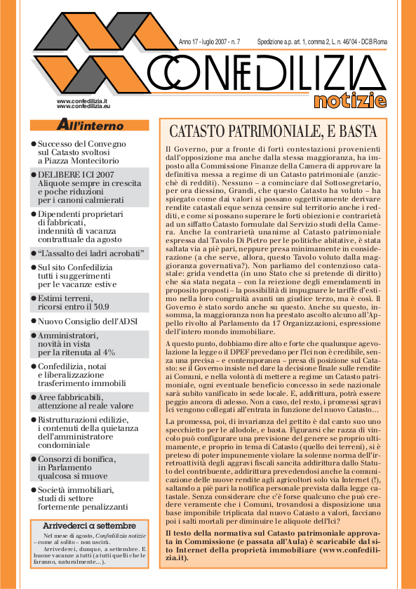 Confedilizia notizie – Luglio 2007